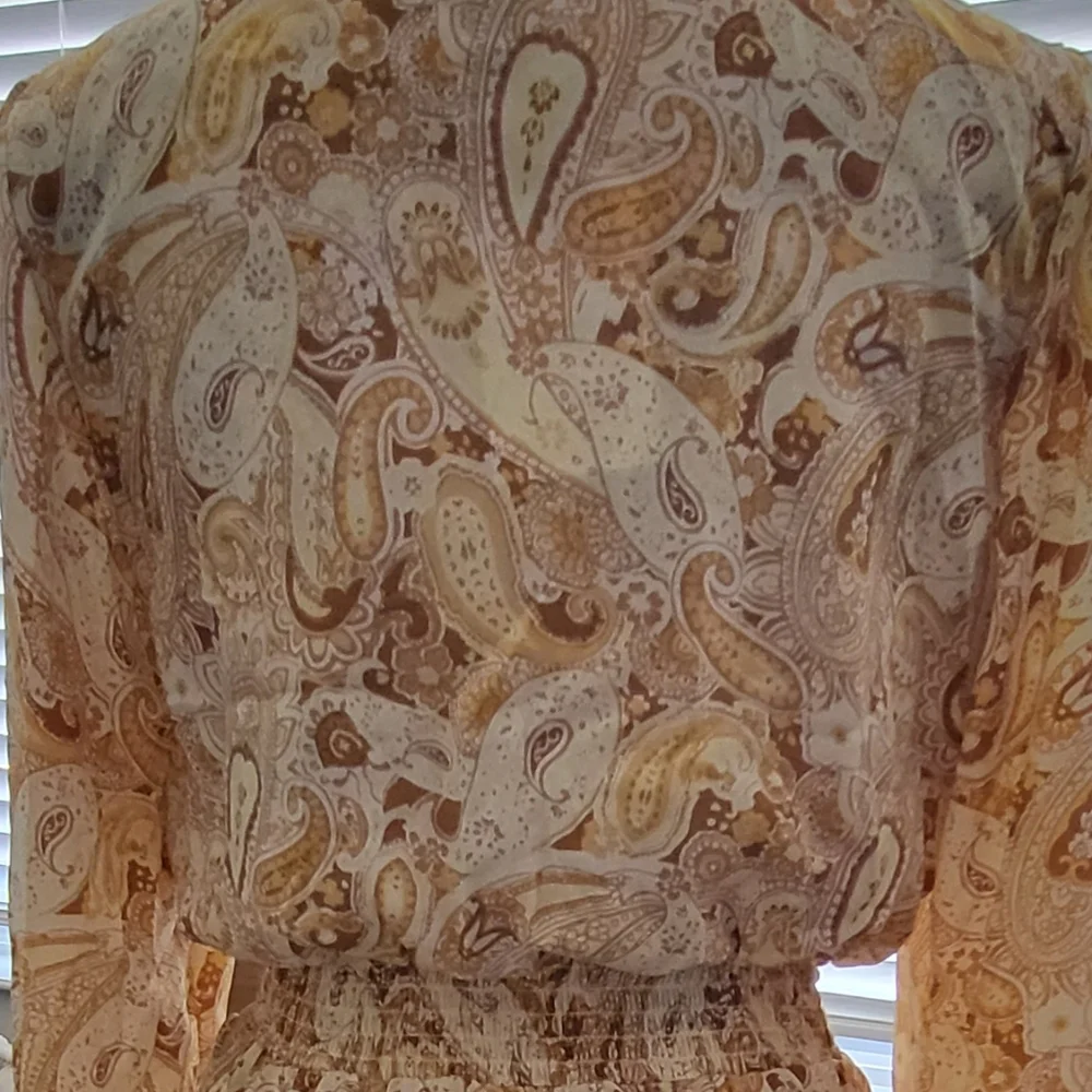 New Paisley Print Cut Out Romper Shorts Sexy Yellow White Boho - Picture 5 of 5